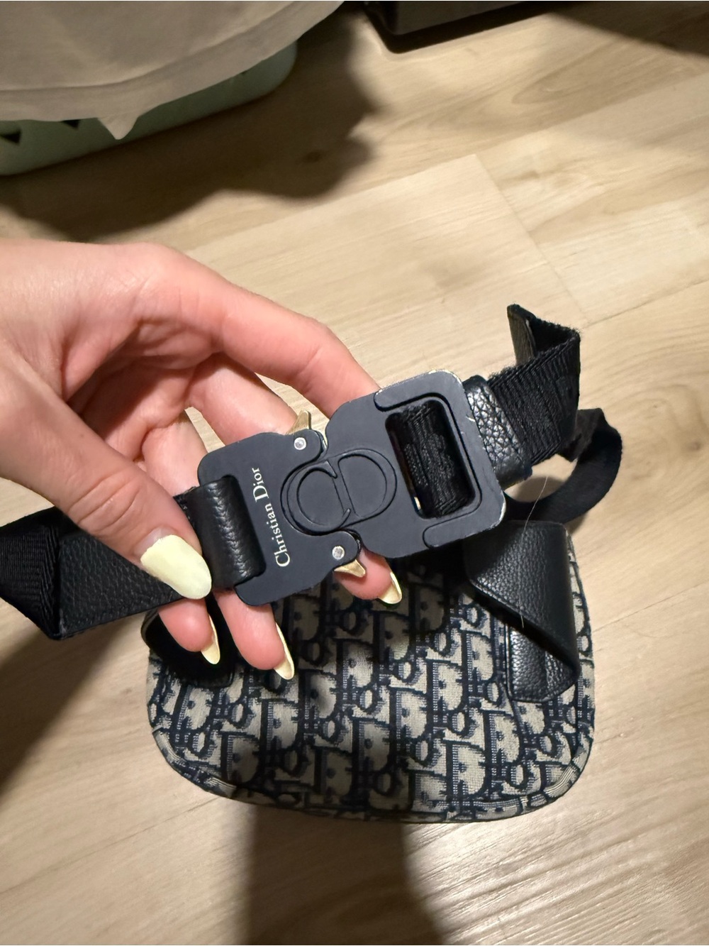 Dior Blue and Beige Monogram Saddle Pouch - Picture 5 of 6